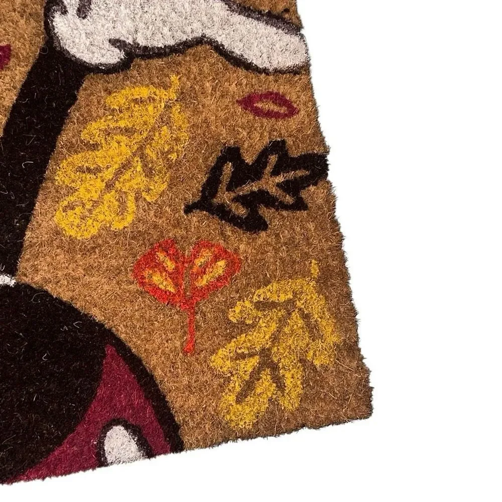 Disney Mickey Mouse jazz hands coir doormat brown fall autumn rug 18x30 NEW